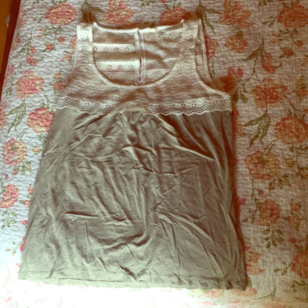 J. Crew green lace tank